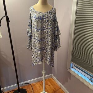 Parker Silk Blue and White Floral Dress